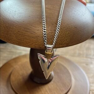 Source Unknown Silver and Gold Arrowhead Pendant Necklace